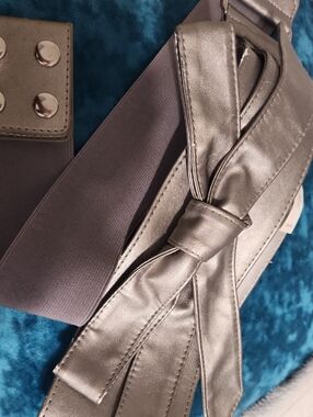 Metallic Silver Bow Wrap Belt